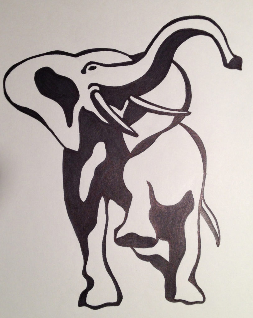 Original elephant marker drawing